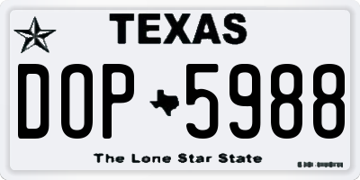 TX license plate DOP5988