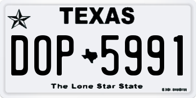 TX license plate DOP5991
