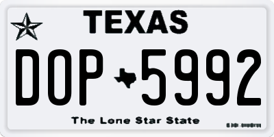 TX license plate DOP5992
