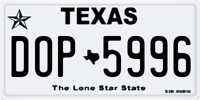 TX license plate DOP5996
