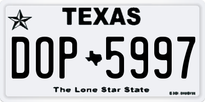 TX license plate DOP5997