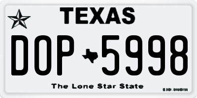 TX license plate DOP5998