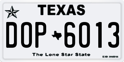 TX license plate DOP6013