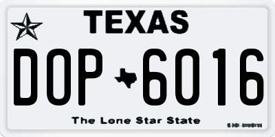 TX license plate DOP6016