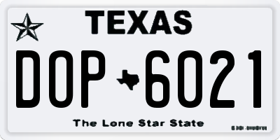 TX license plate DOP6021