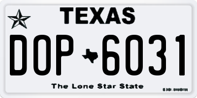 TX license plate DOP6031