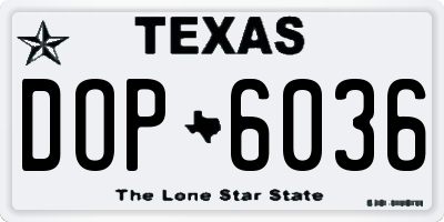 TX license plate DOP6036