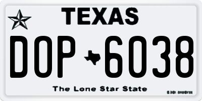 TX license plate DOP6038