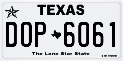 TX license plate DOP6061