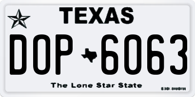 TX license plate DOP6063