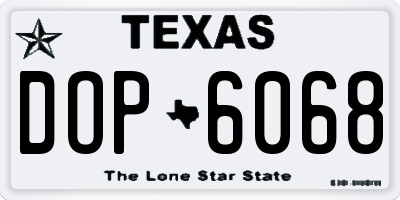 TX license plate DOP6068
