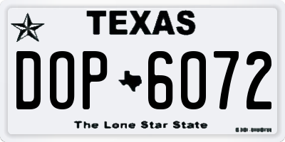 TX license plate DOP6072