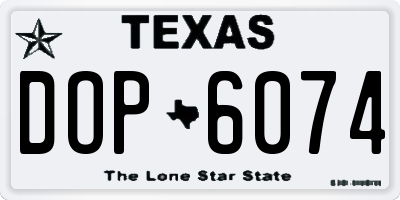 TX license plate DOP6074