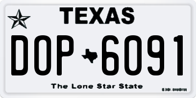 TX license plate DOP6091
