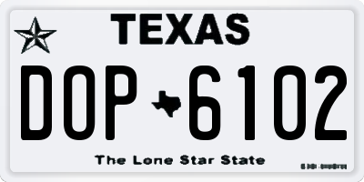 TX license plate DOP6102