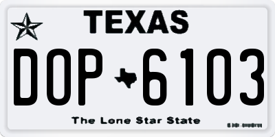 TX license plate DOP6103