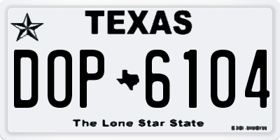 TX license plate DOP6104