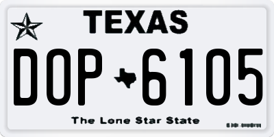 TX license plate DOP6105