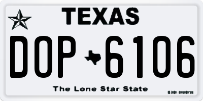 TX license plate DOP6106