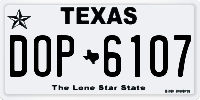 TX license plate DOP6107