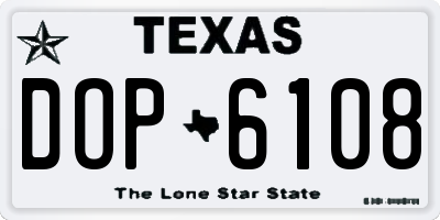 TX license plate DOP6108