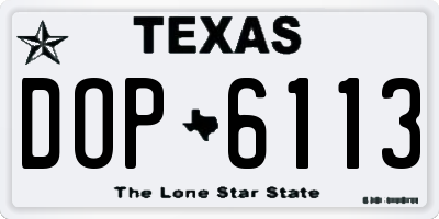 TX license plate DOP6113