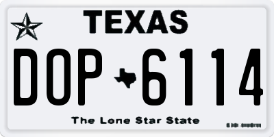 TX license plate DOP6114