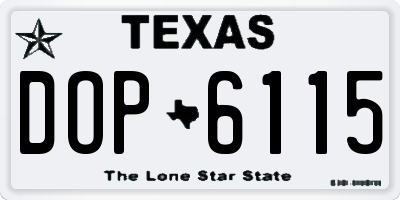 TX license plate DOP6115
