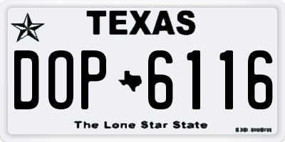 TX license plate DOP6116