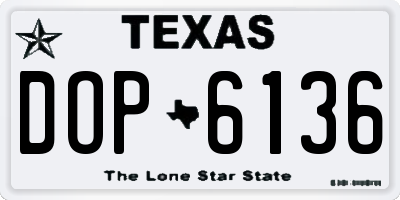 TX license plate DOP6136