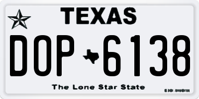 TX license plate DOP6138