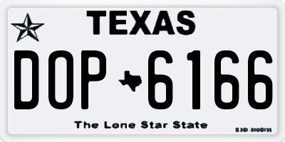 TX license plate DOP6166