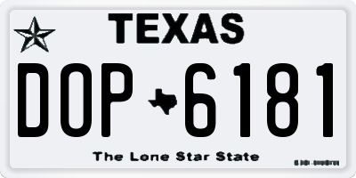 TX license plate DOP6181
