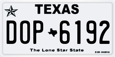 TX license plate DOP6192