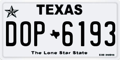 TX license plate DOP6193