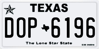 TX license plate DOP6196