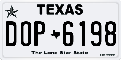 TX license plate DOP6198