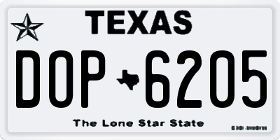 TX license plate DOP6205