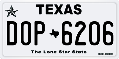 TX license plate DOP6206