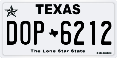 TX license plate DOP6212