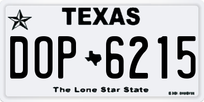 TX license plate DOP6215