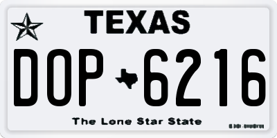 TX license plate DOP6216
