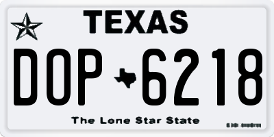 TX license plate DOP6218