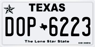 TX license plate DOP6223