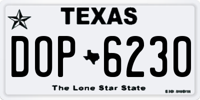 TX license plate DOP6230