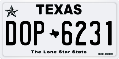 TX license plate DOP6231