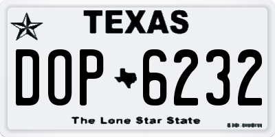 TX license plate DOP6232