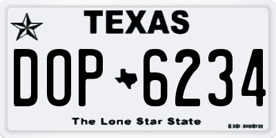 TX license plate DOP6234