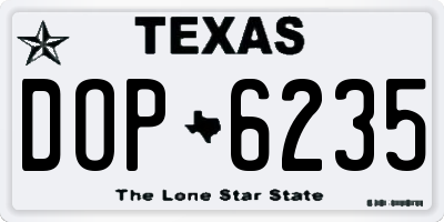 TX license plate DOP6235