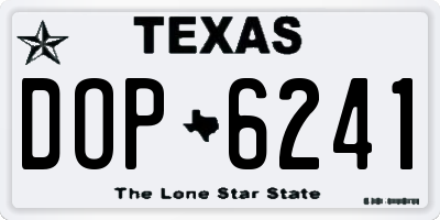 TX license plate DOP6241